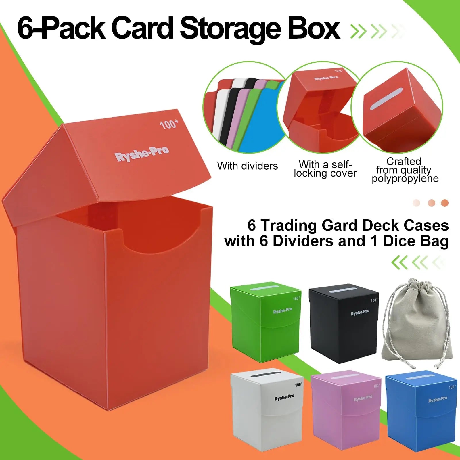 TCG Deck Box 100+ Cards - Commander Deck Holder with Divider for Pokemon, MTG, Yu-Gi-Oh & One Piece
