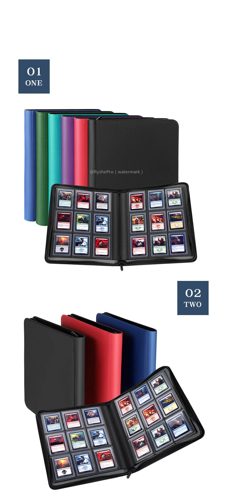 9-Pocket Toploader Binder - Holds 252+ Rigid Card Holders for Pokemon, MTG & TCG Cards