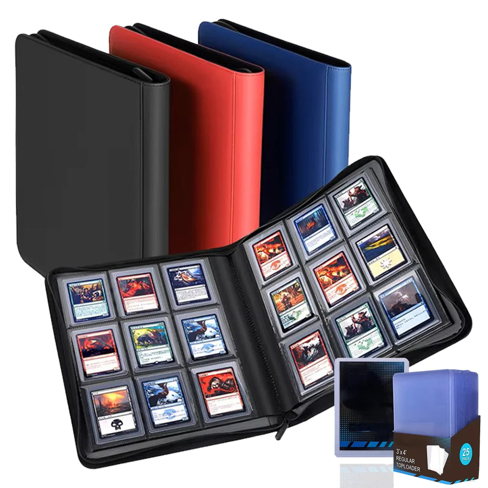 9-Pocket Toploader Binder - Holds 252+ Rigid Card Holders for Pokemon, MTG & TCG Cards
