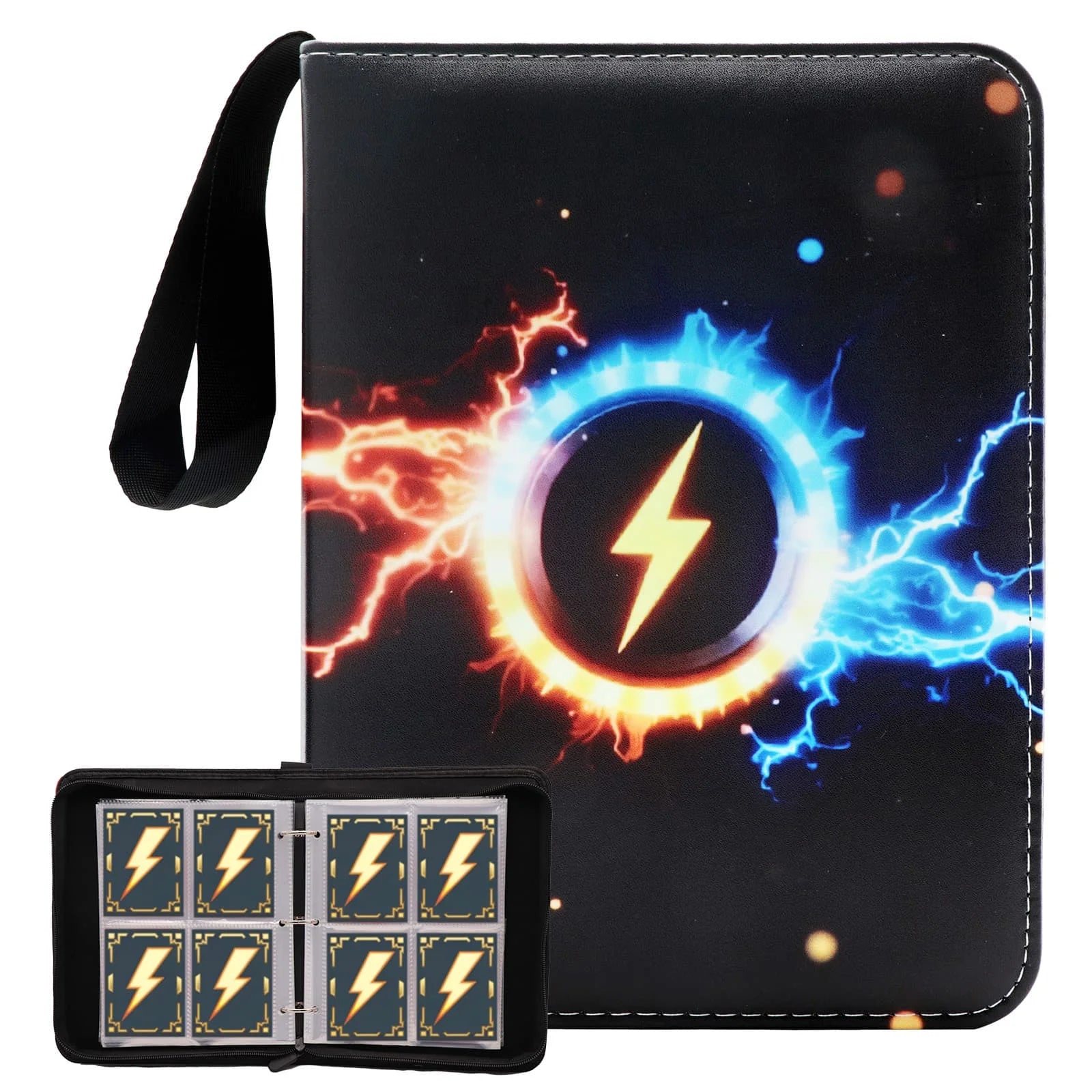 Cartoon TCG Zipper Card Binder - 4-Pocket Expandable Album for Pokemon, MTG, One Piece & ID Badges