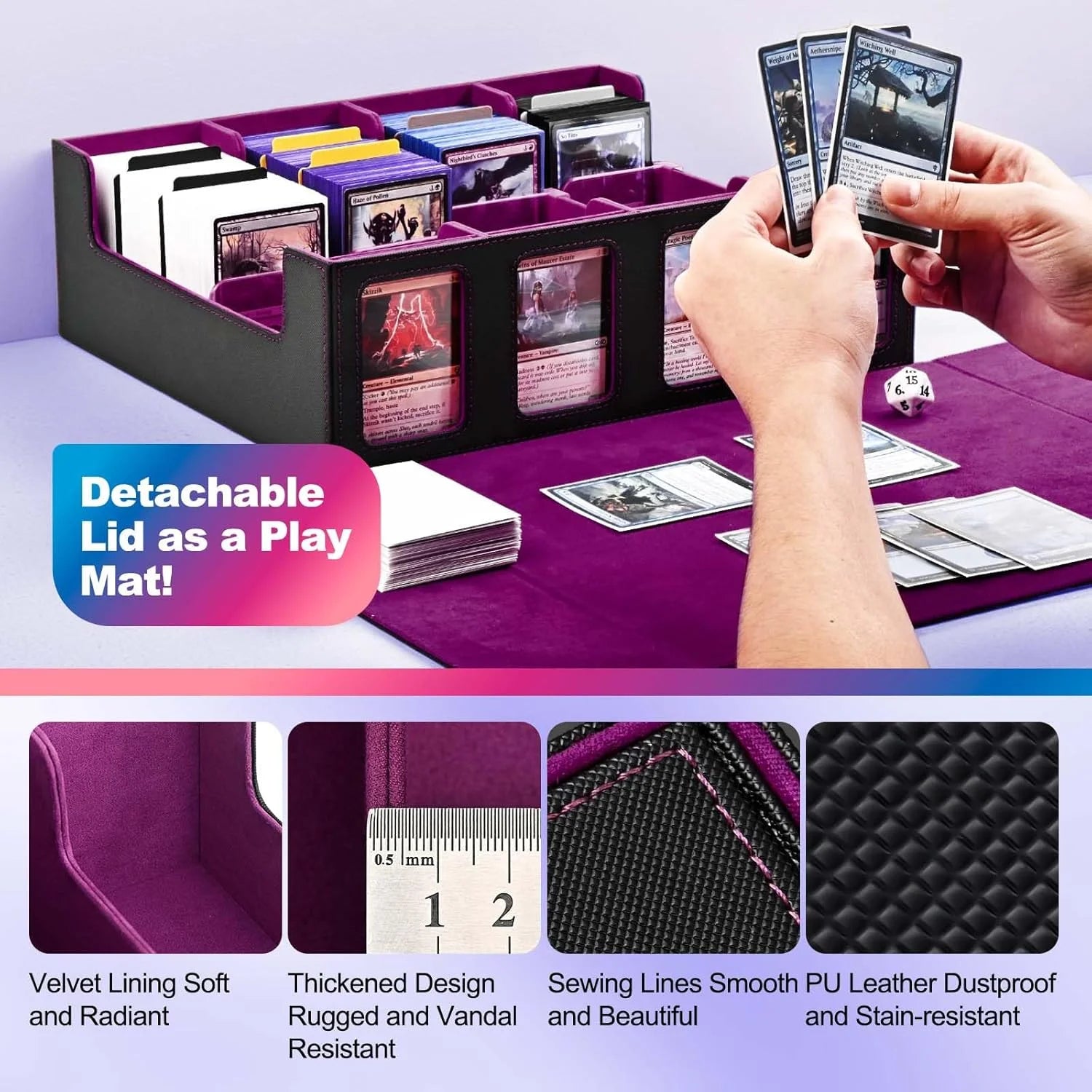 Large TCG Card Storage Box 2400+ - Display Window Deck Box for Pokemon, Magic: The Gathering & Sports Cards