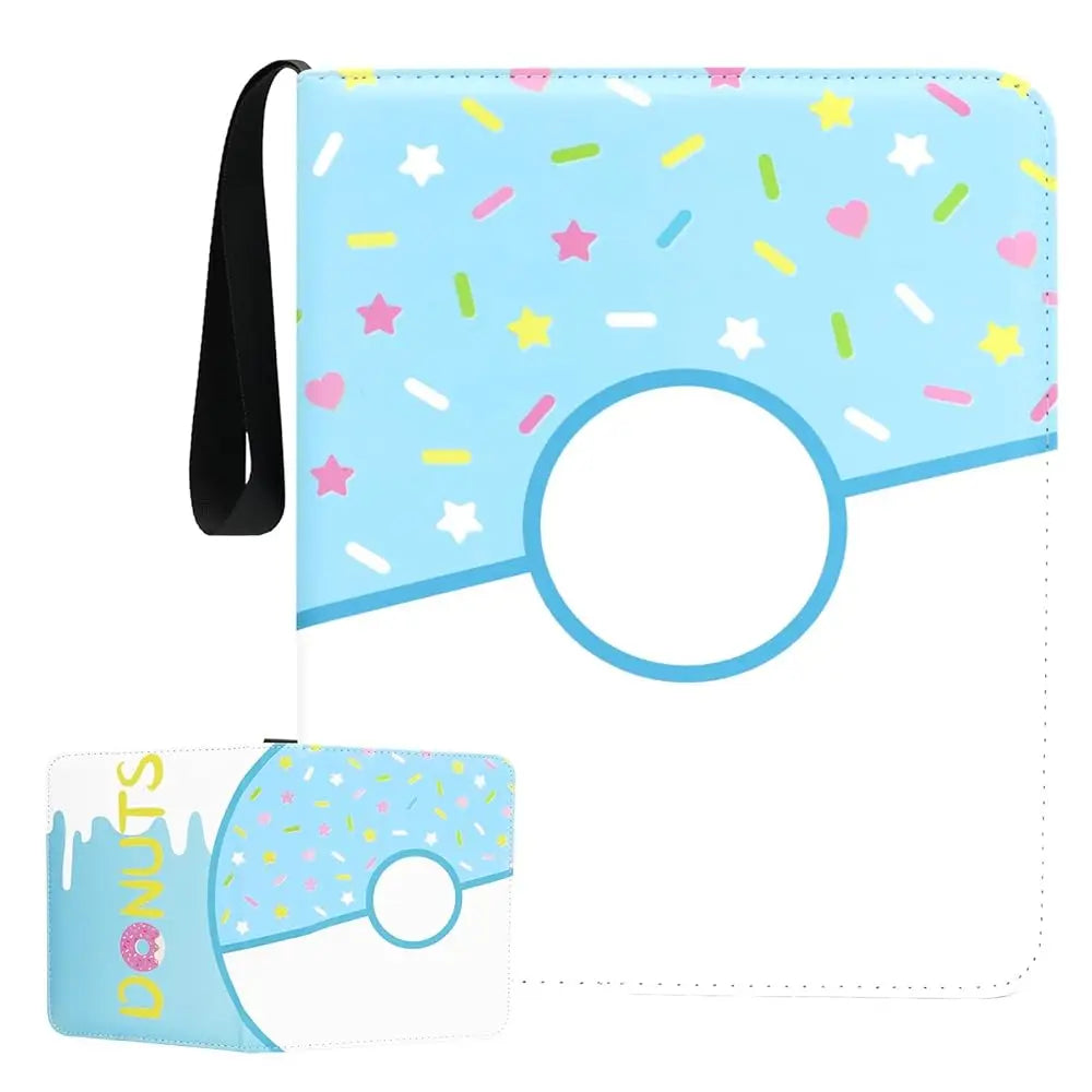 Cartoon TCG Zipper Card Binder - 4-Pocket Expandable Album for Pokemon, MTG, One Piece & ID Badges