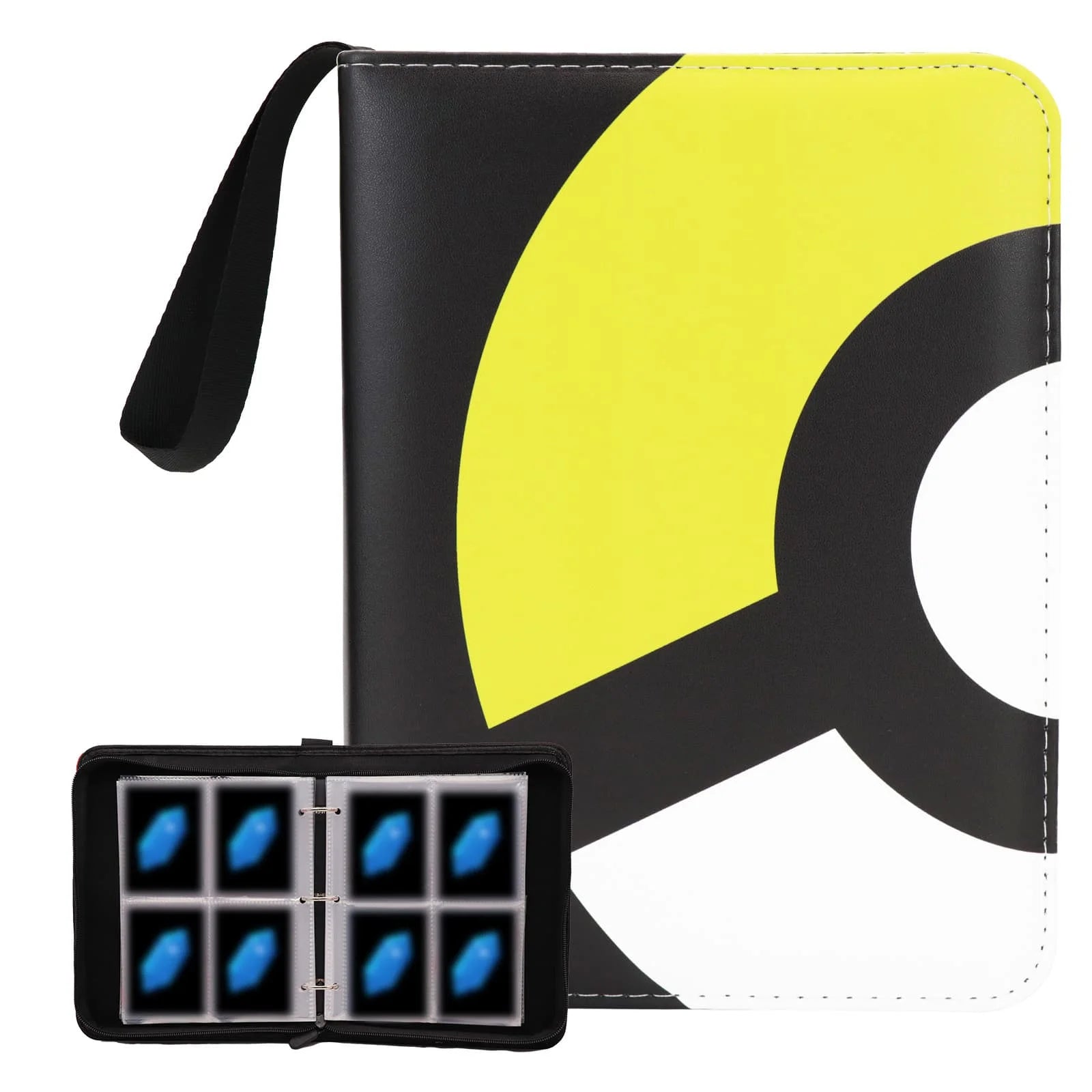 Cartoon TCG Zipper Card Binder - 4-Pocket Expandable Album for Pokemon, MTG, One Piece & ID Badges