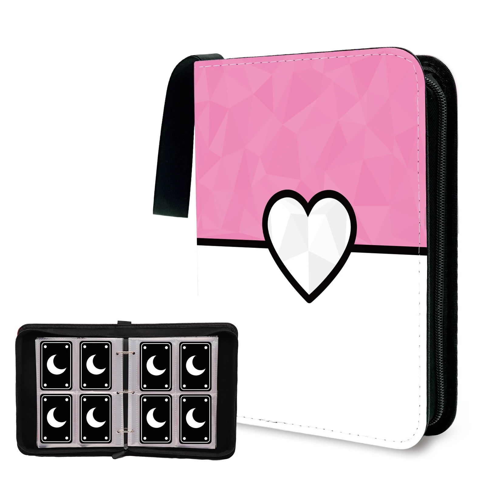 Cartoon TCG Zipper Card Binder - 4-Pocket Expandable Album for Pokemon, MTG, One Piece & ID Badges