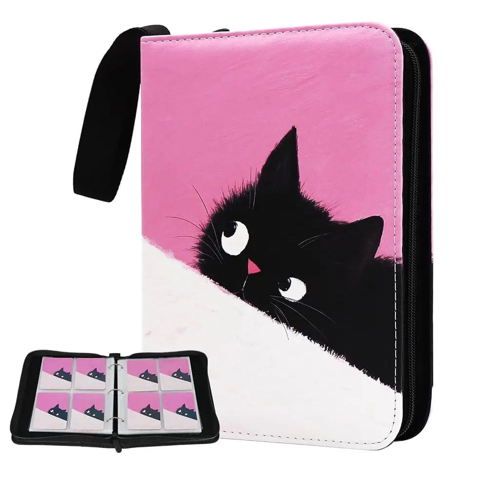 Cartoon TCG Zipper Card Binder - 4-Pocket Expandable Album for Pokemon, MTG, One Piece & ID Badges