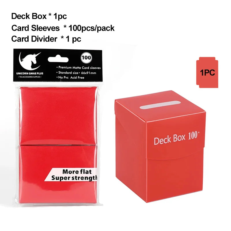 TCG Deck Box + 100-Pack Card Sleeves Combo - Matte 66x91mm Protectors for Pokemon, MTG & One Piece