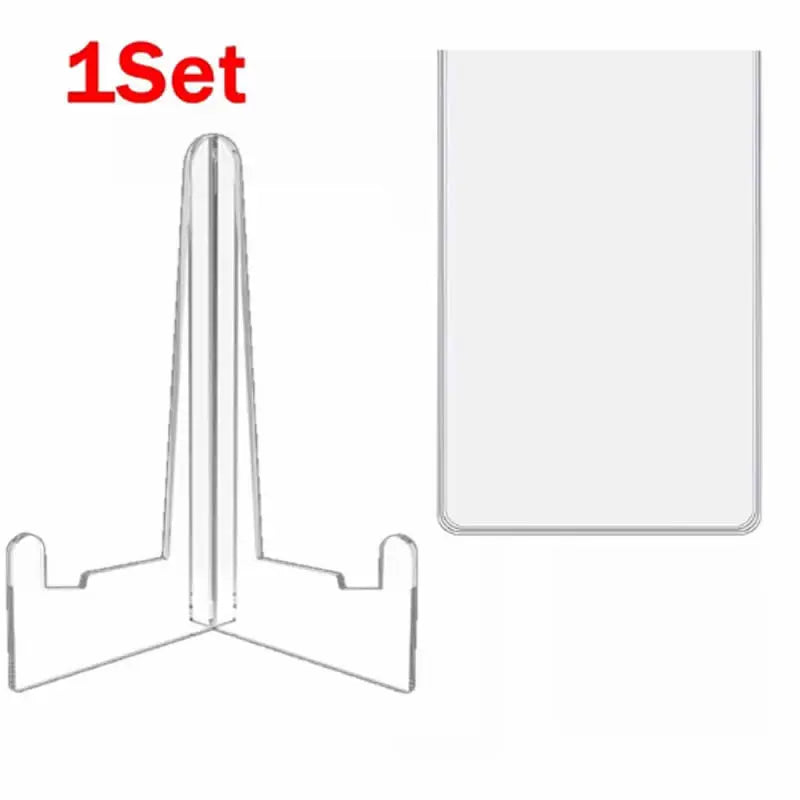 TCG Card Display Stand Kit - Hard Plastic Sleeves & Easel Stands for Pokemon, MTG & Sports Cards