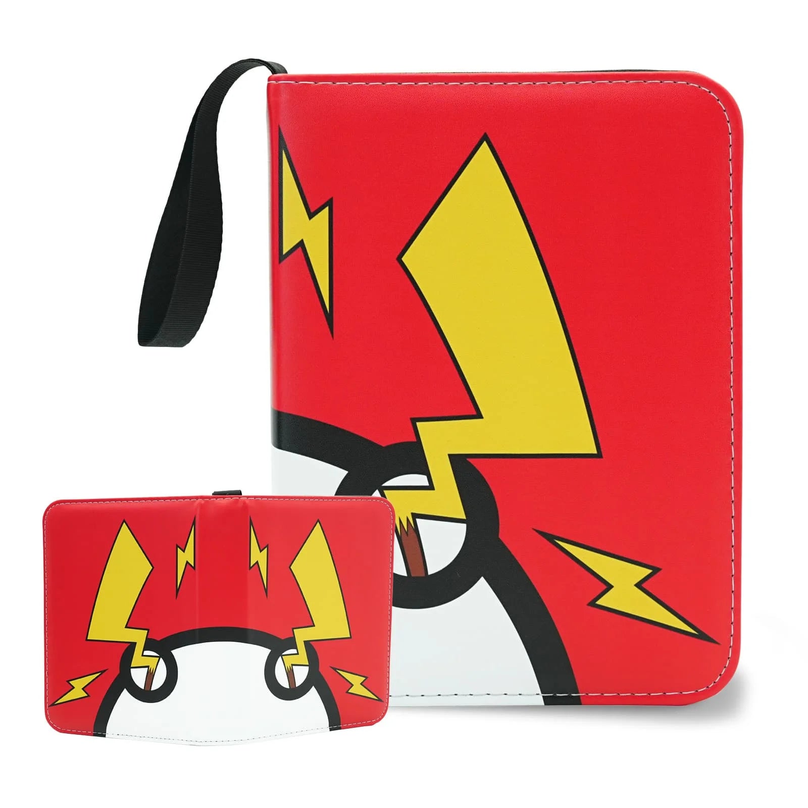 Cartoon TCG Zipper Card Binder - 4-Pocket Expandable Album for Pokemon, MTG, One Piece & ID Badges