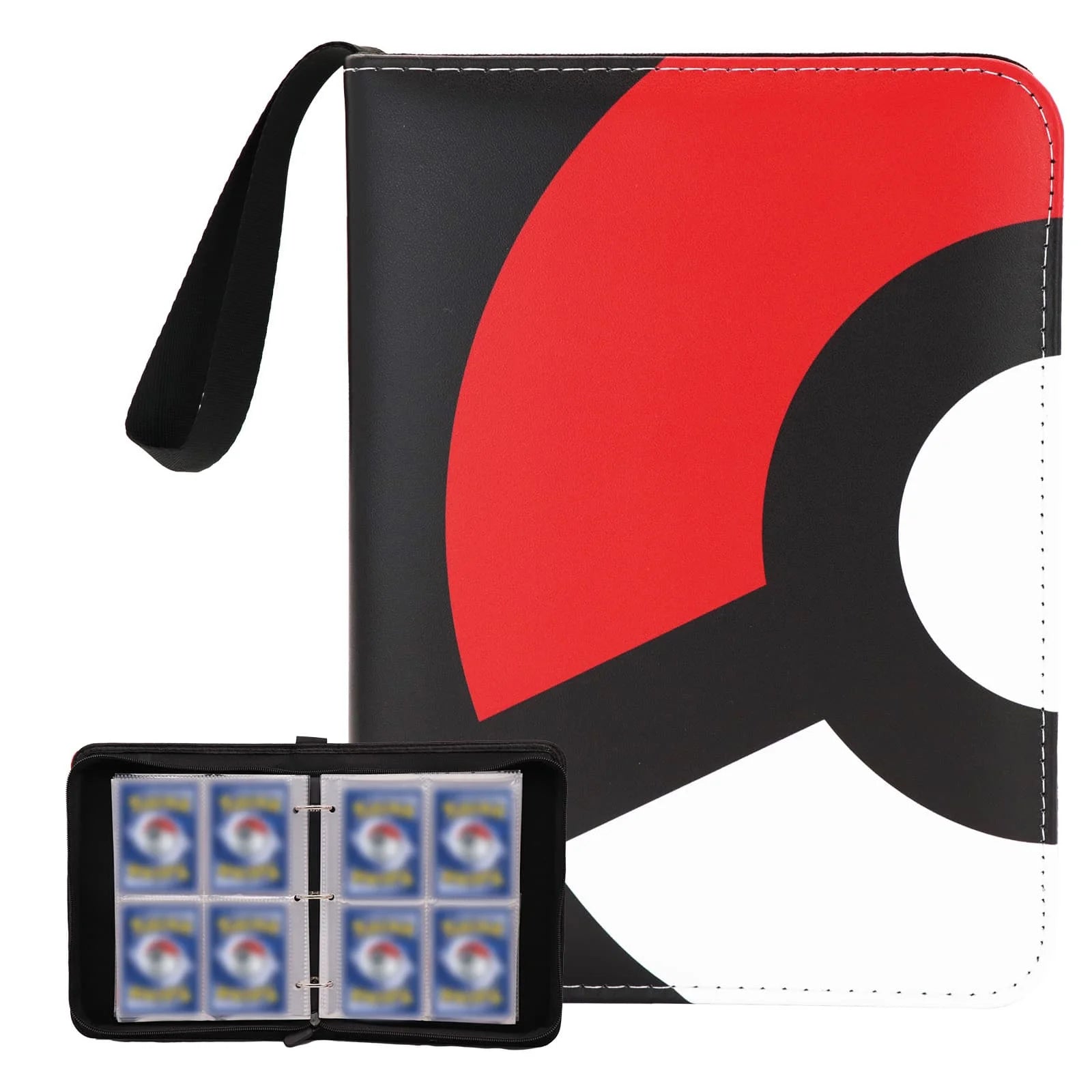Cartoon TCG Zipper Card Binder - 4-Pocket Expandable Album for Pokemon, MTG, One Piece & ID Badges