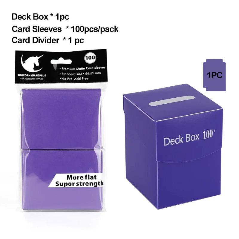 TCG Deck Box + 100-Pack Card Sleeves Combo - Matte 66x91mm Protectors for Pokemon, MTG & One Piece