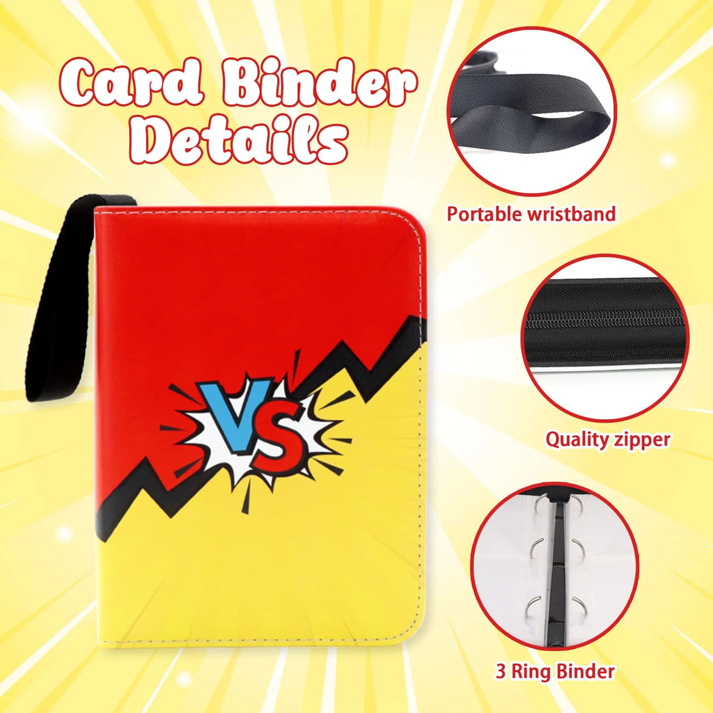 Cartoon TCG Zipper Card Binder - 4-Pocket Expandable Album for Pokemon, MTG, One Piece & ID Badges
