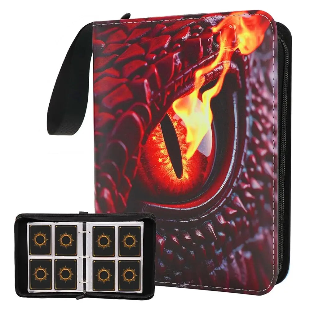 Cartoon TCG Zipper Card Binder - 4-Pocket Expandable Album for Pokemon, MTG, One Piece & ID Badges