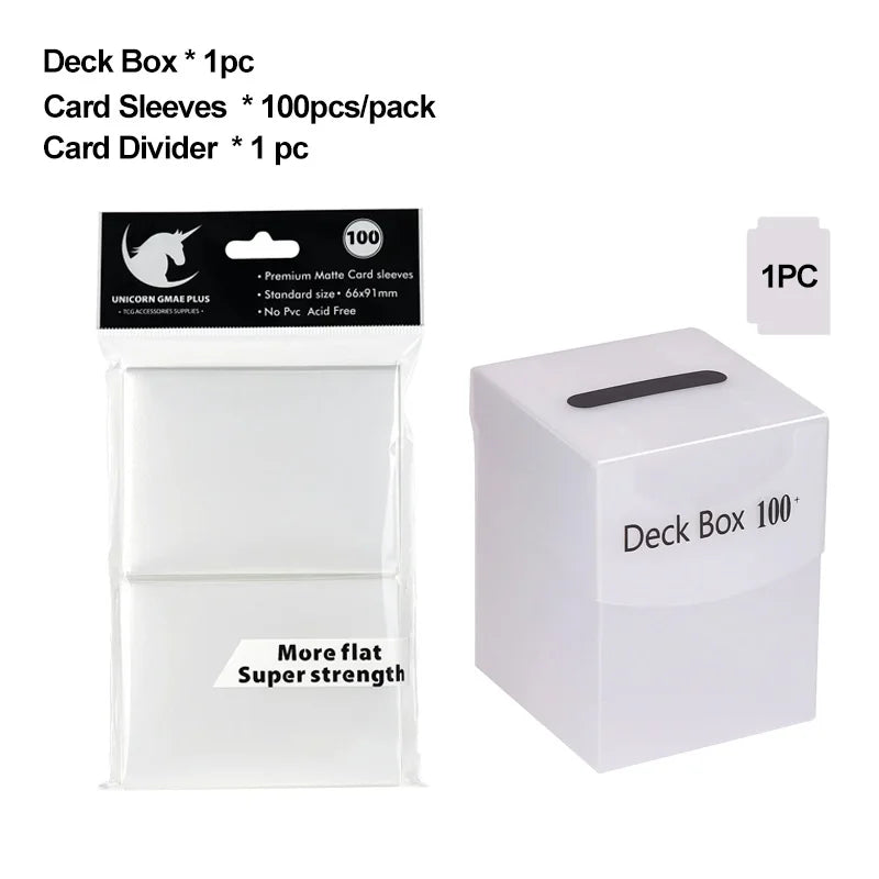 TCG Deck Box + 100-Pack Card Sleeves Combo - Matte 66x91mm Protectors for Pokemon, MTG & One Piece