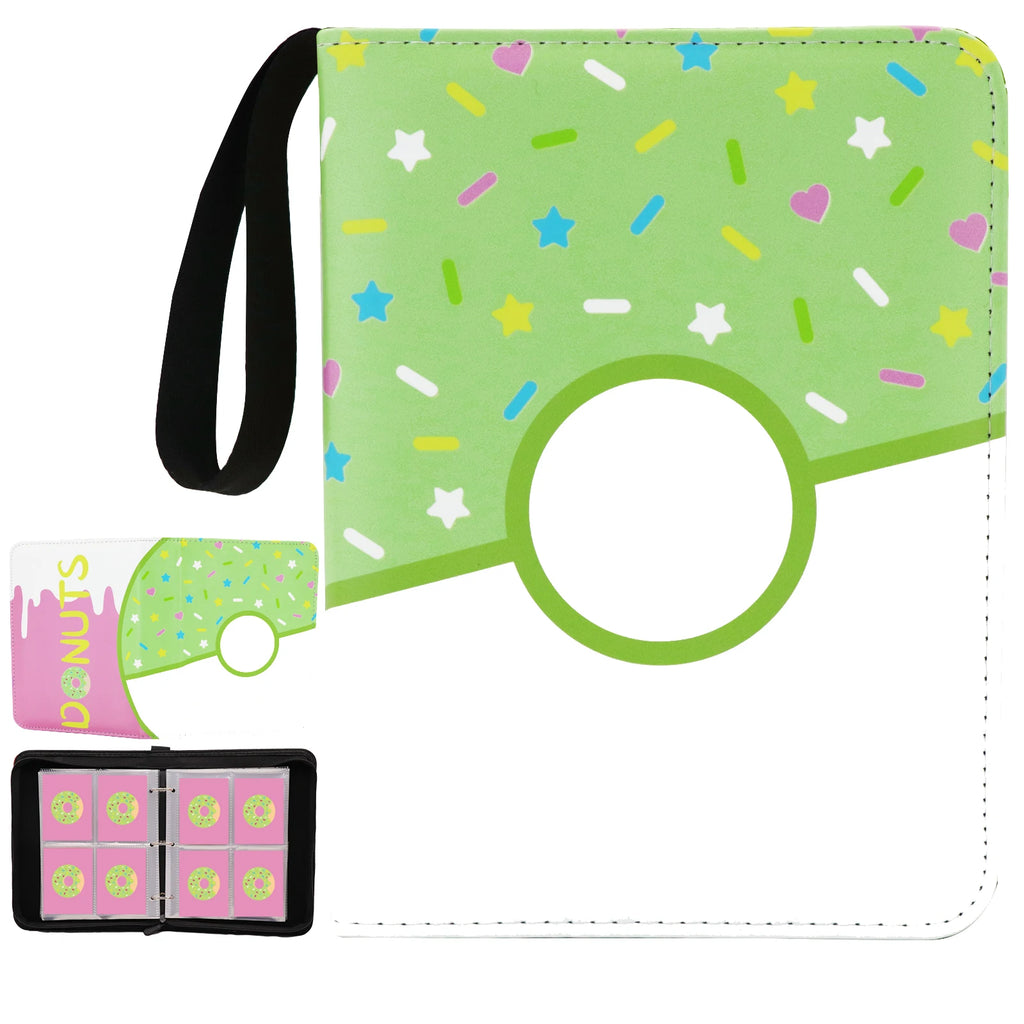Cartoon TCG Zipper Card Binder - 4-Pocket Expandable Album for Pokemon, MTG, One Piece & ID Badges