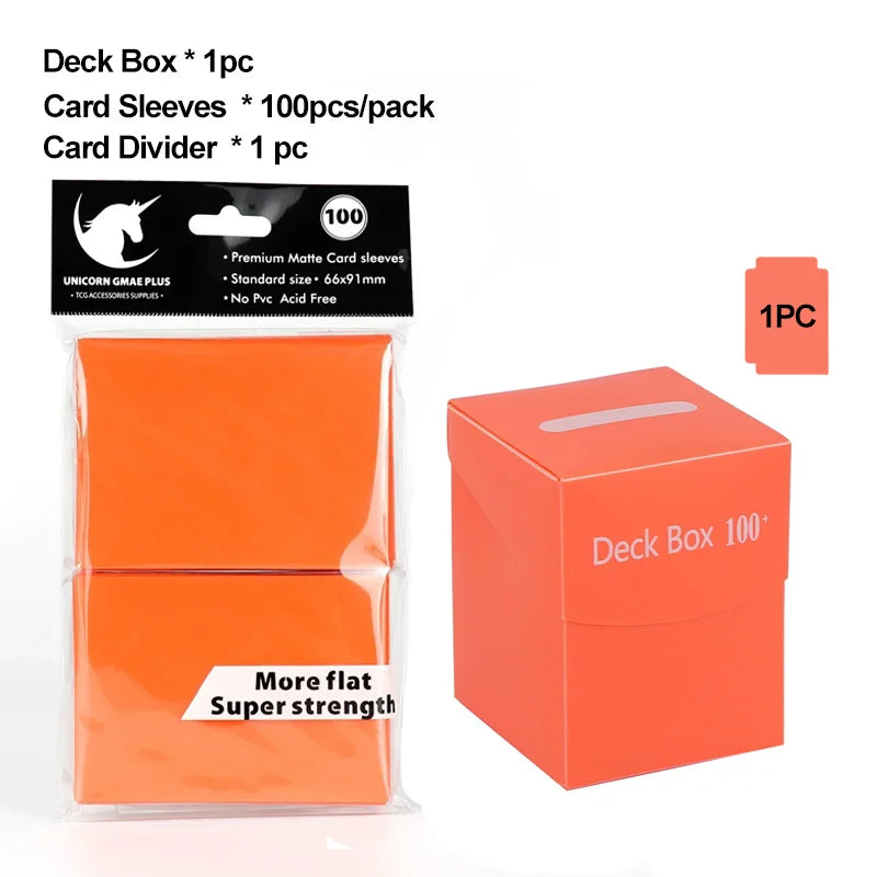 TCG Deck Box + 100-Pack Card Sleeves Combo - Matte 66x91mm Protectors for Pokemon, MTG & One Piece