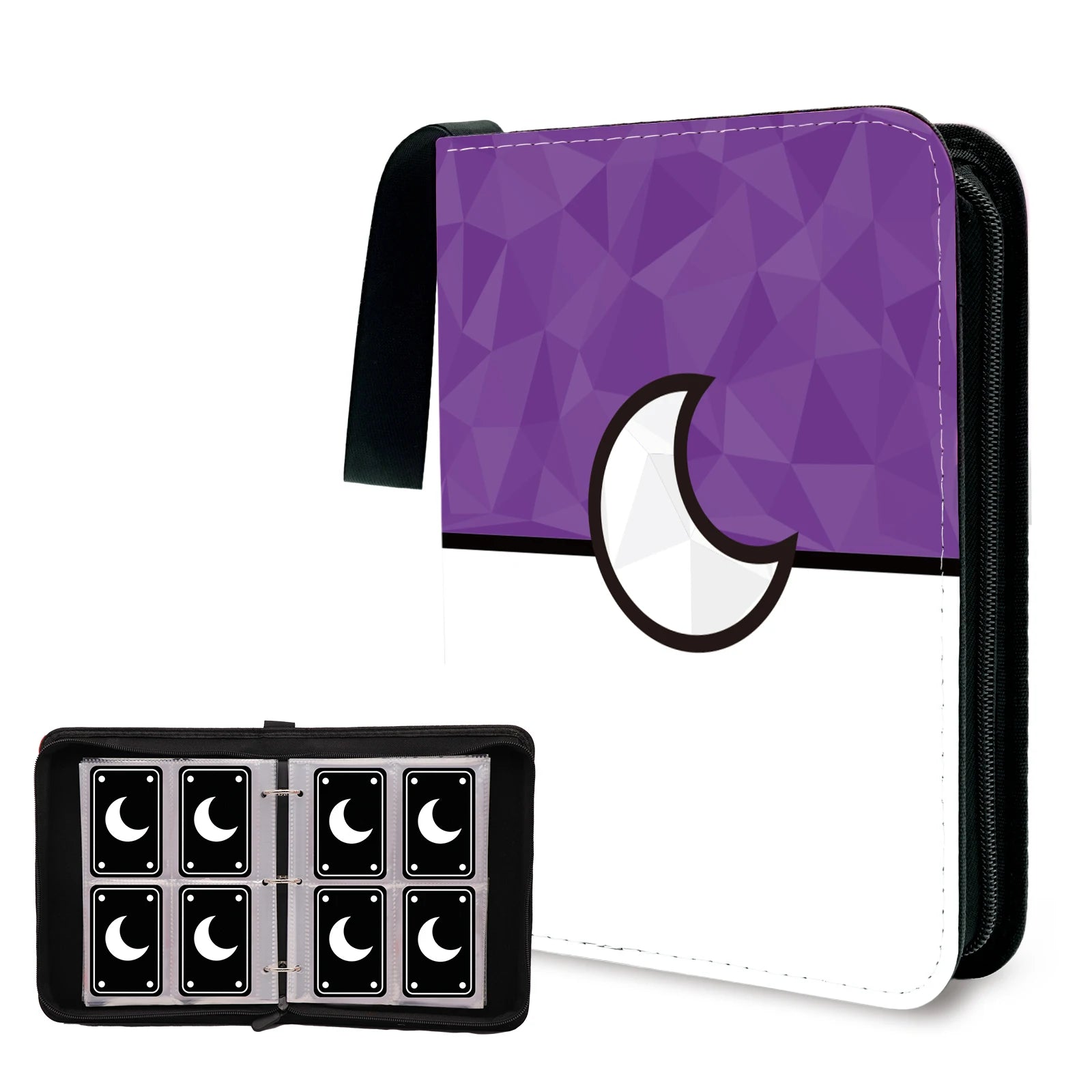 Cartoon TCG Zipper Card Binder - 4-Pocket Expandable Album for Pokemon, MTG, One Piece & ID Badges