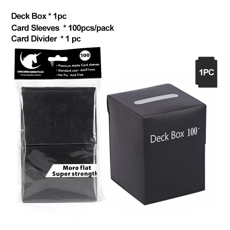 TCG Deck Box + 100-Pack Card Sleeves Combo - Matte 66x91mm Protectors for Pokemon, MTG & One Piece