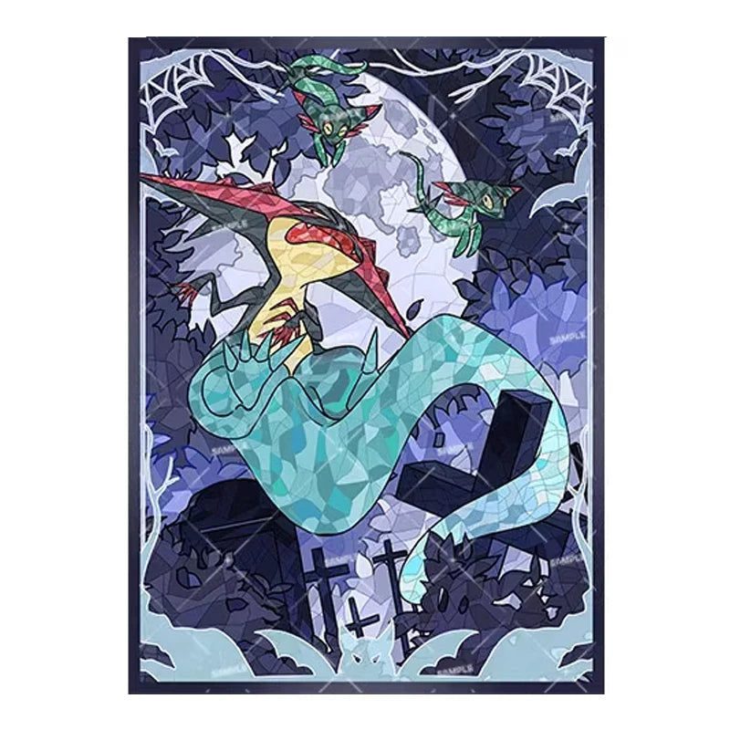 60-Pack Pokemon TCG Dragapult Anime Card Sleeves - Glass Painted Style PTCG Protectors 66x91mm