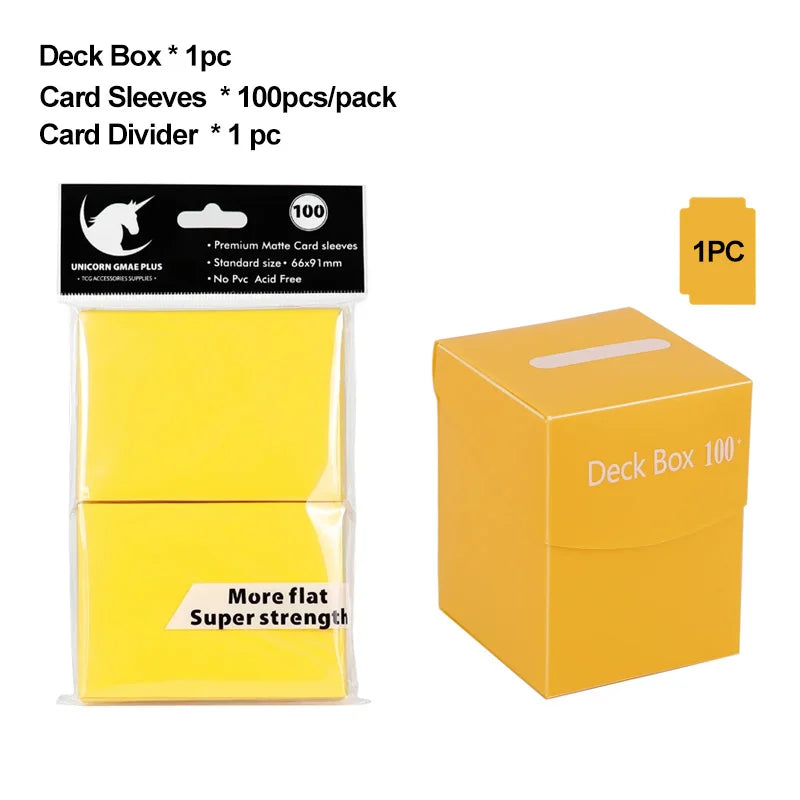 TCG Deck Box + 100-Pack Card Sleeves Combo - Matte 66x91mm Protectors for Pokemon, MTG & One Piece