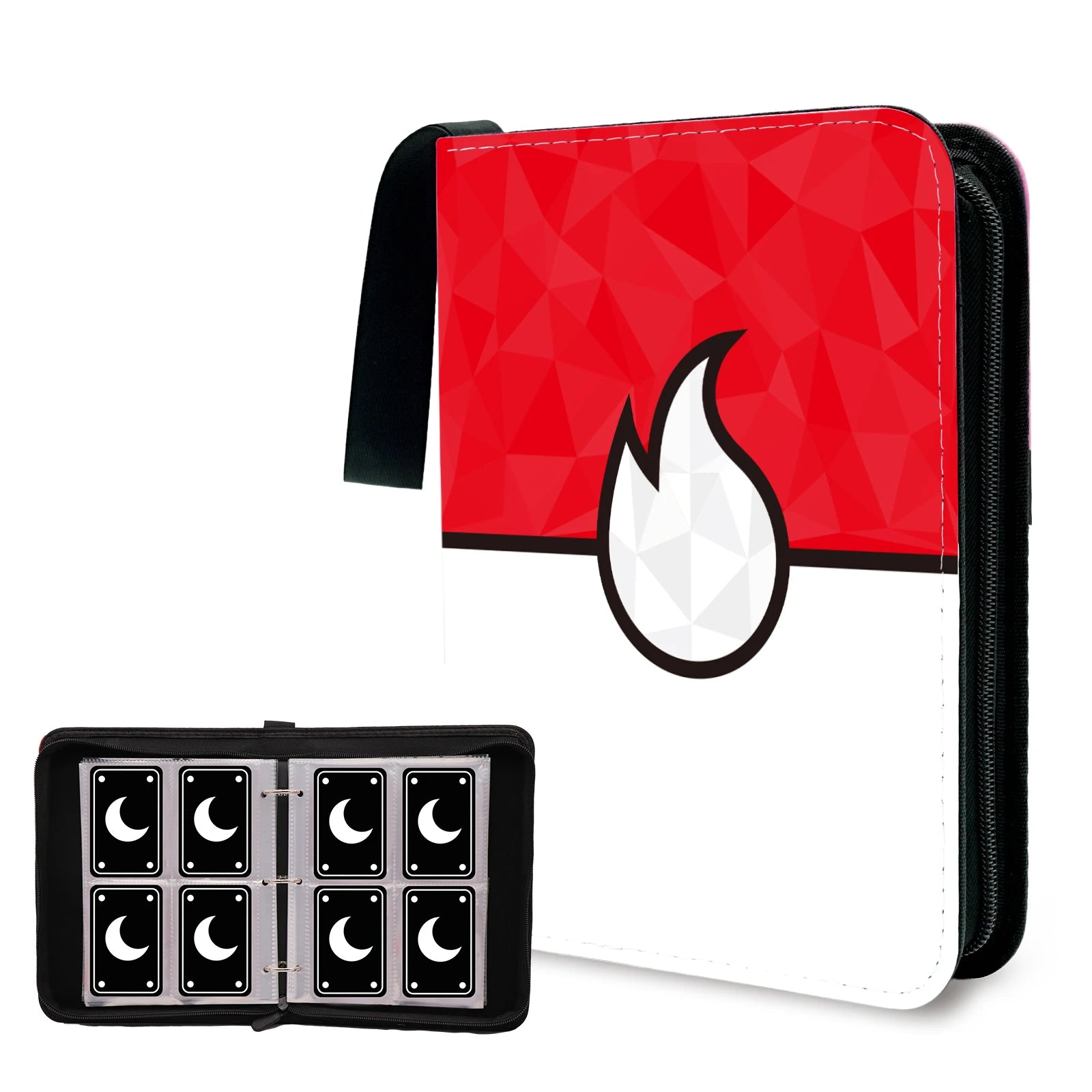 Cartoon TCG Zipper Card Binder - 4-Pocket Expandable Album for Pokemon, MTG, One Piece & ID Badges