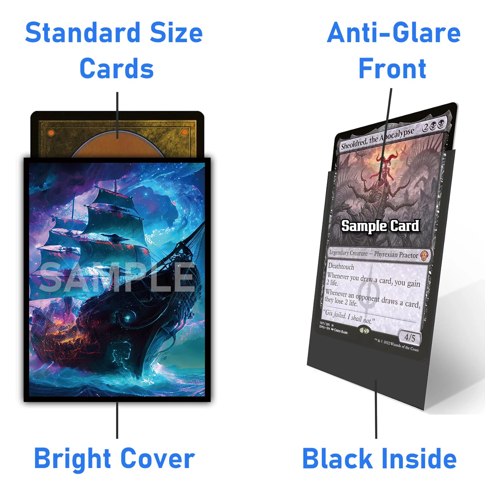100-Pack TCG Card Sleeves - Dragon Art Design for Pokemon, MTG & Yu-Gi-Oh!