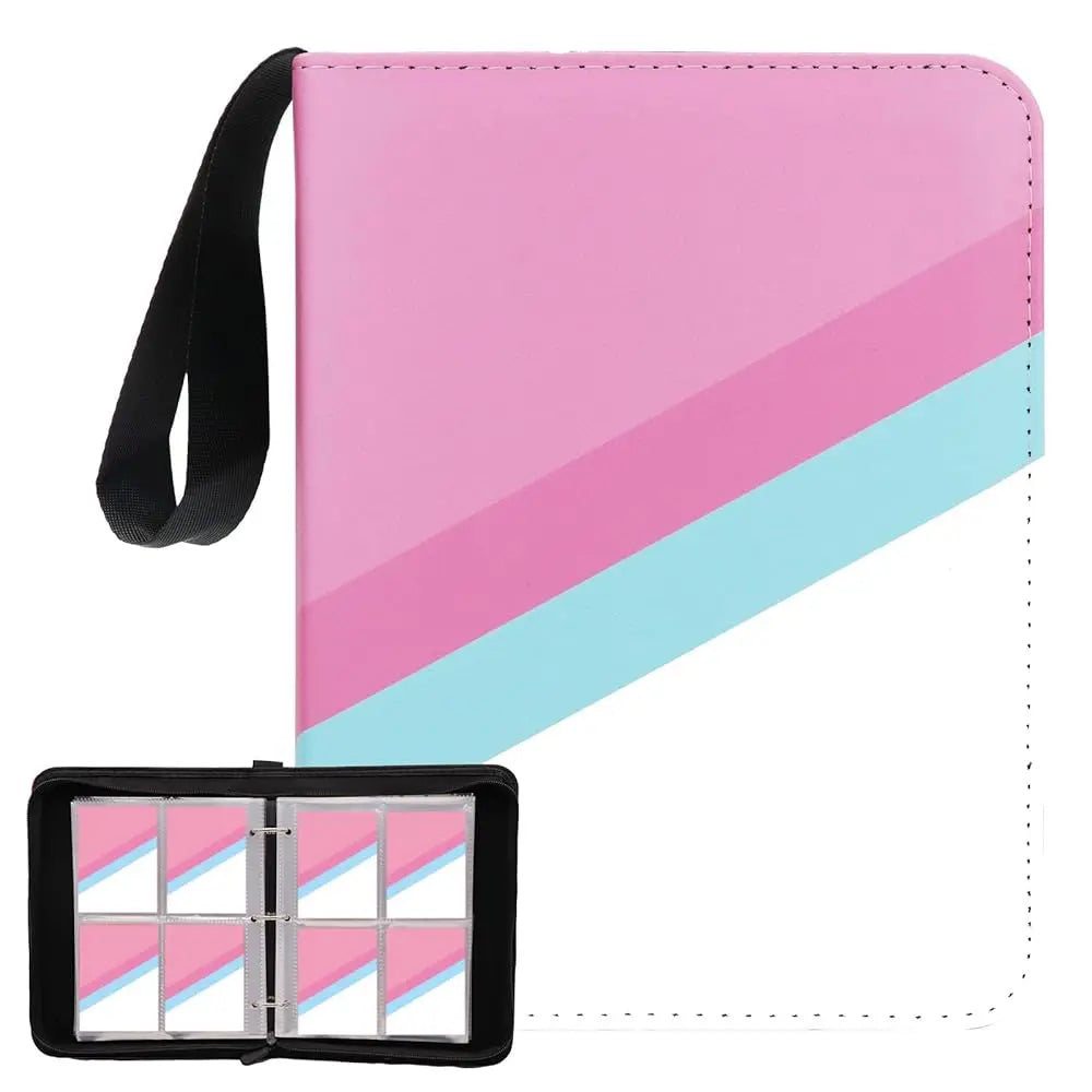 Cartoon TCG Zipper Card Binder - 4-Pocket Expandable Album for Pokemon, MTG, One Piece & ID Badges