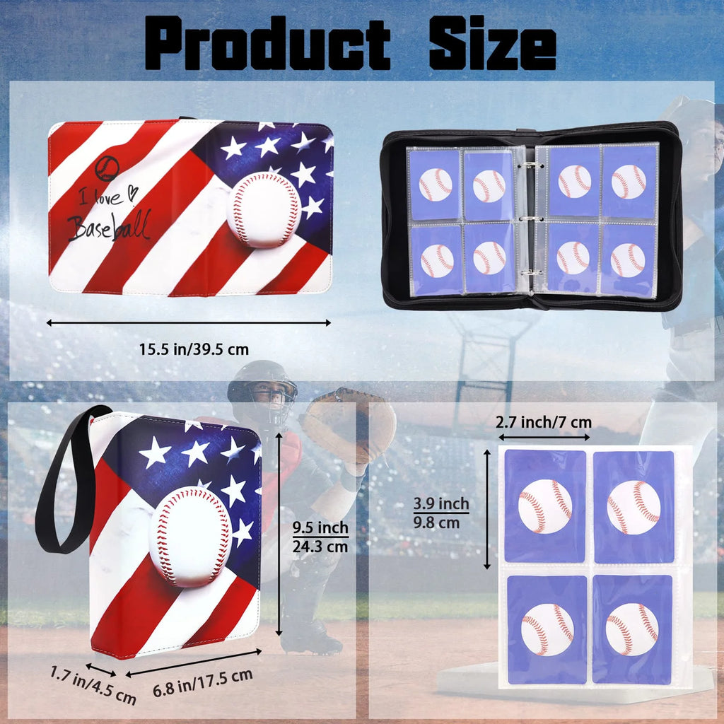 Cartoon TCG Zipper Card Binder - 4-Pocket Expandable Album for Pokemon, MTG, One Piece & ID Badges