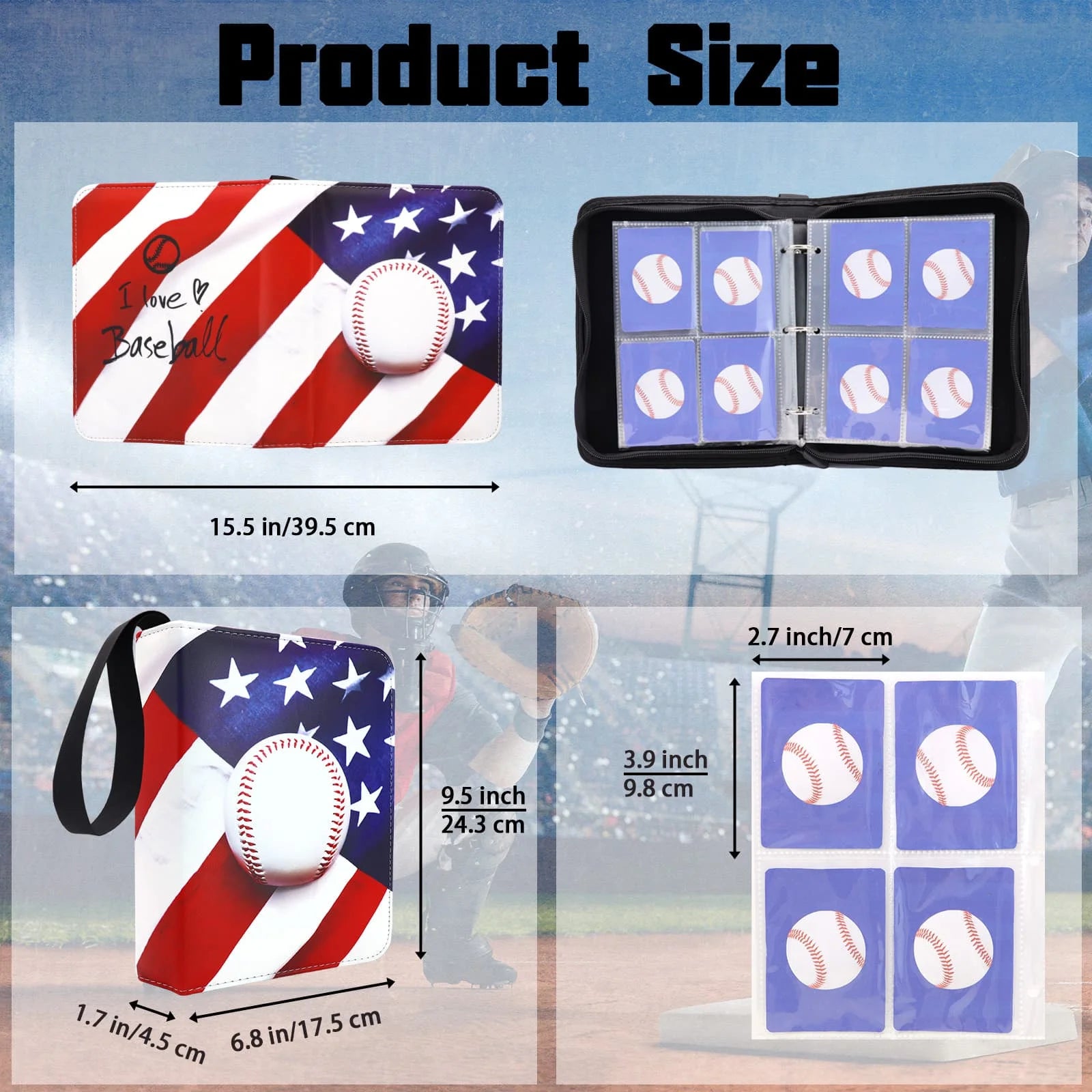 Cartoon TCG Zipper Card Binder - 4-Pocket Expandable Album for Pokemon, MTG, One Piece & ID Badges