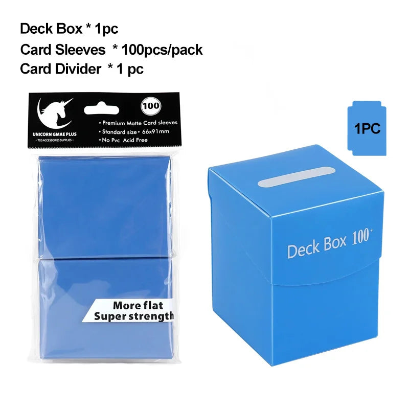 TCG Deck Box + 100-Pack Card Sleeves Combo - Matte 66x91mm Protectors for Pokemon, MTG & One Piece