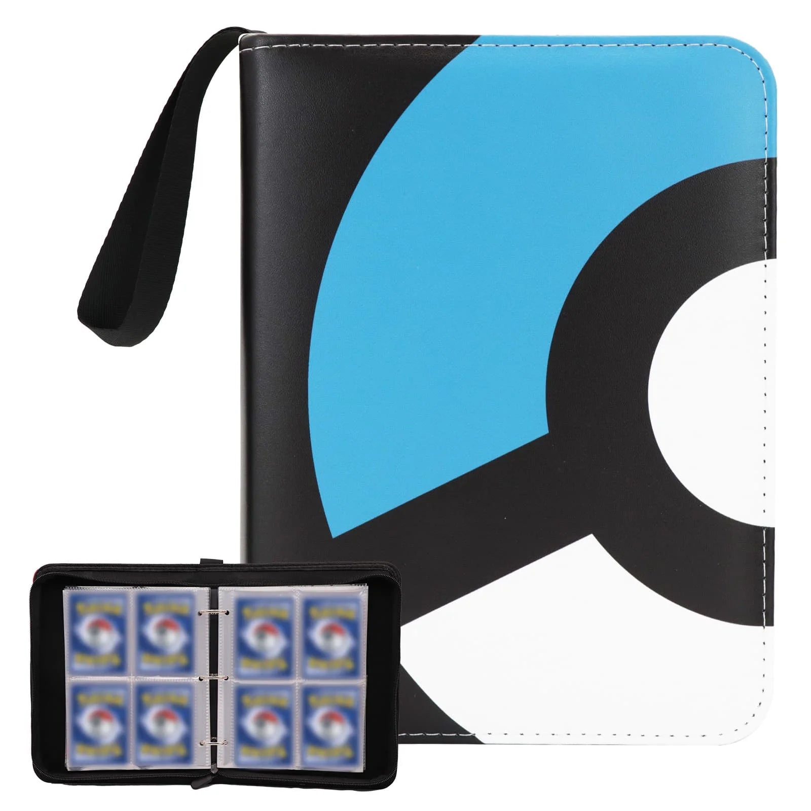 Cartoon TCG Zipper Card Binder - 4-Pocket Expandable Album for Pokemon, MTG, One Piece & ID Badges