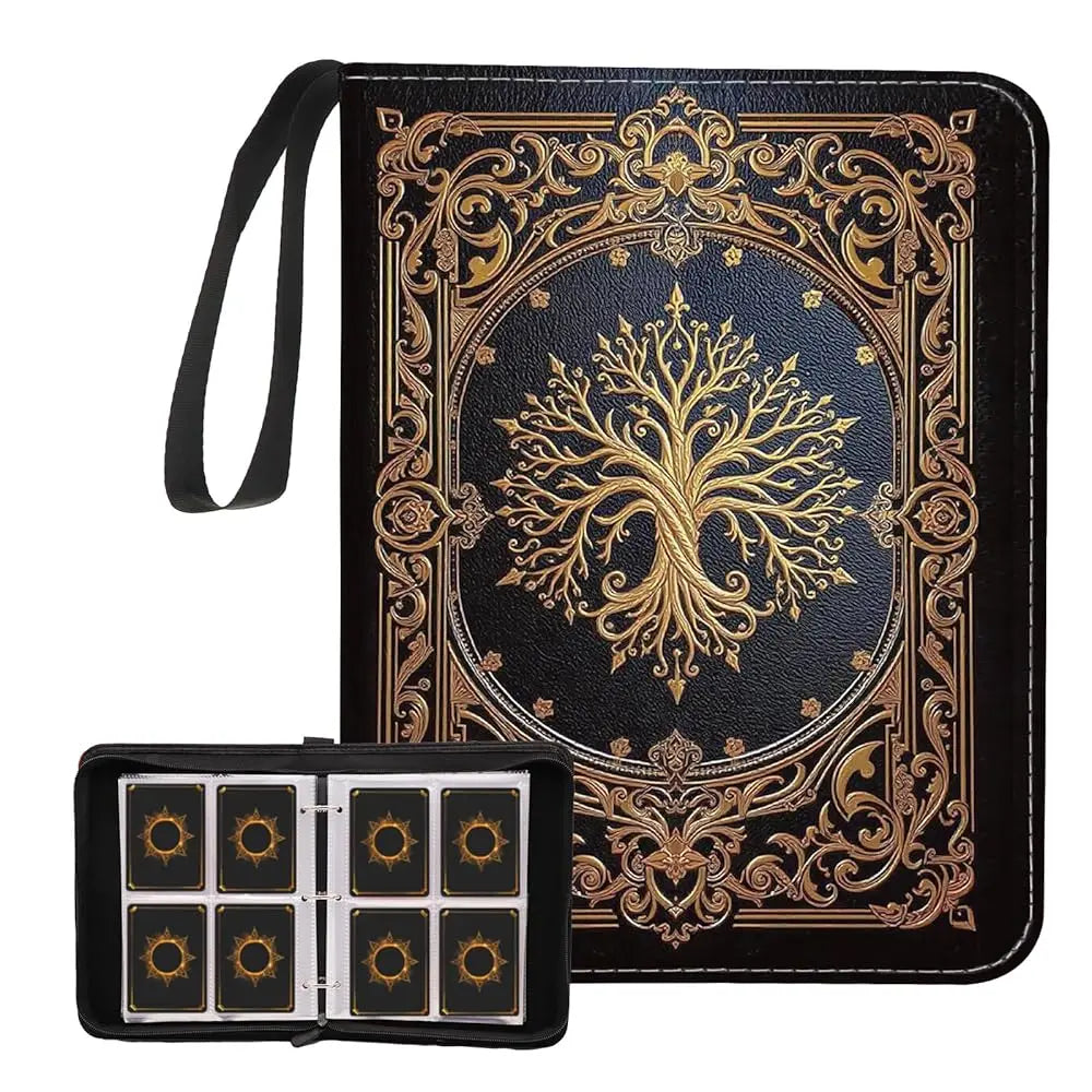 Cartoon TCG Zipper Card Binder - 4-Pocket Expandable Album for Pokemon, MTG, One Piece & ID Badges