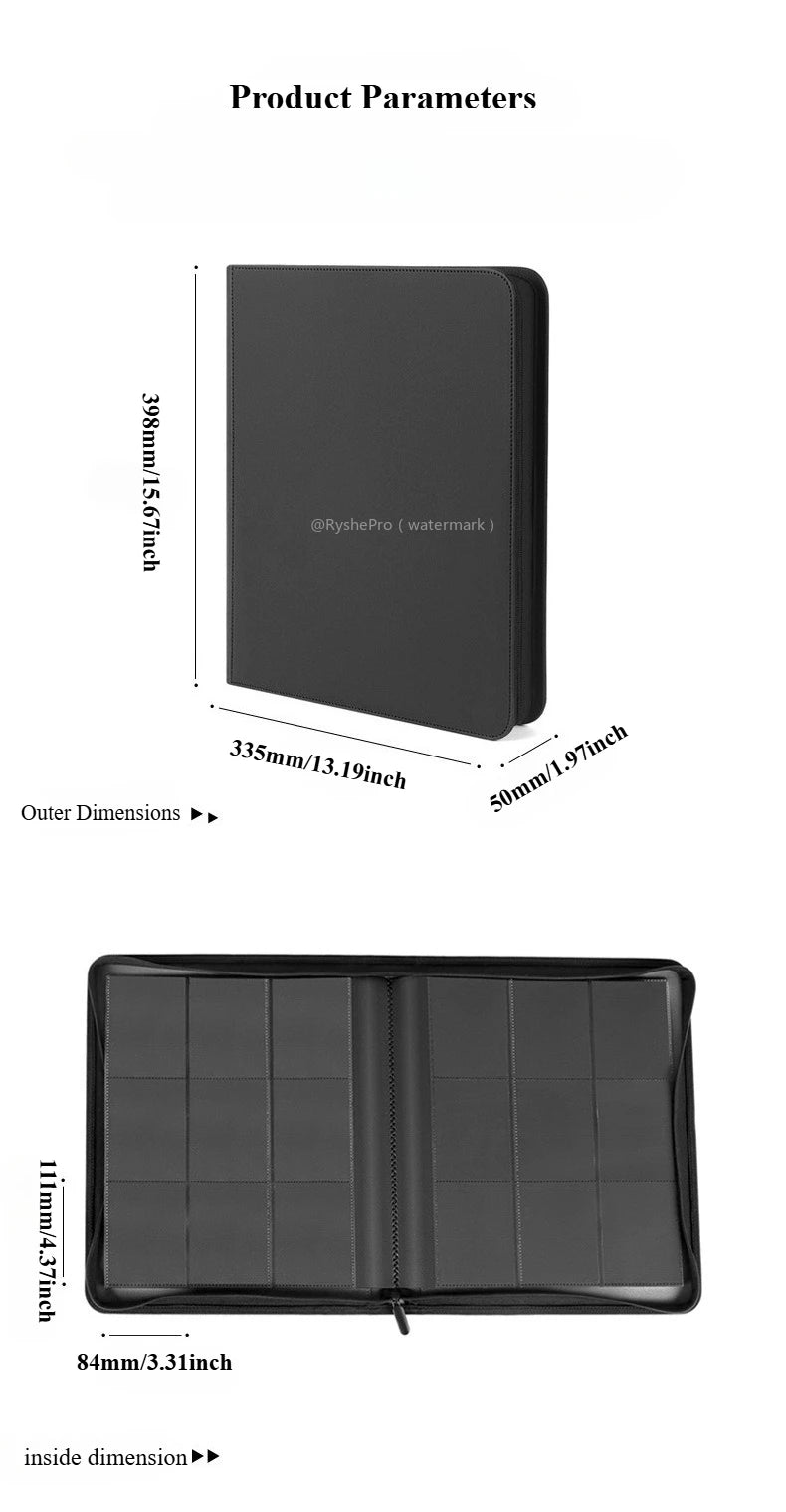 9-Pocket Toploader Binder - Holds 252+ Rigid Card Holders for Pokemon, MTG & TCG Cards