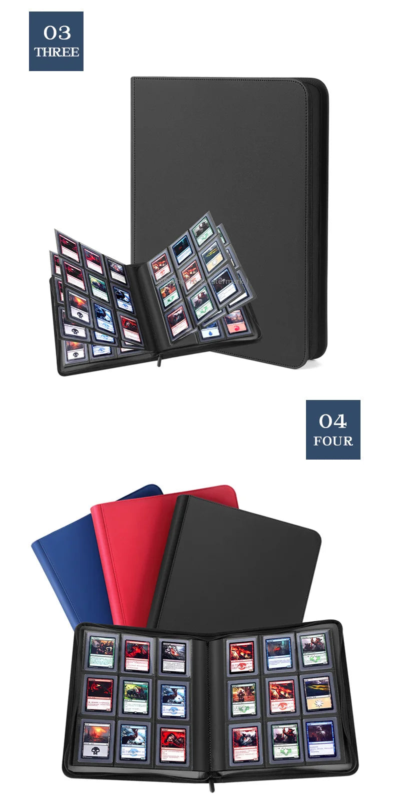 9-Pocket Toploader Binder - Holds 252+ Rigid Card Holders for Pokemon, MTG & TCG Cards