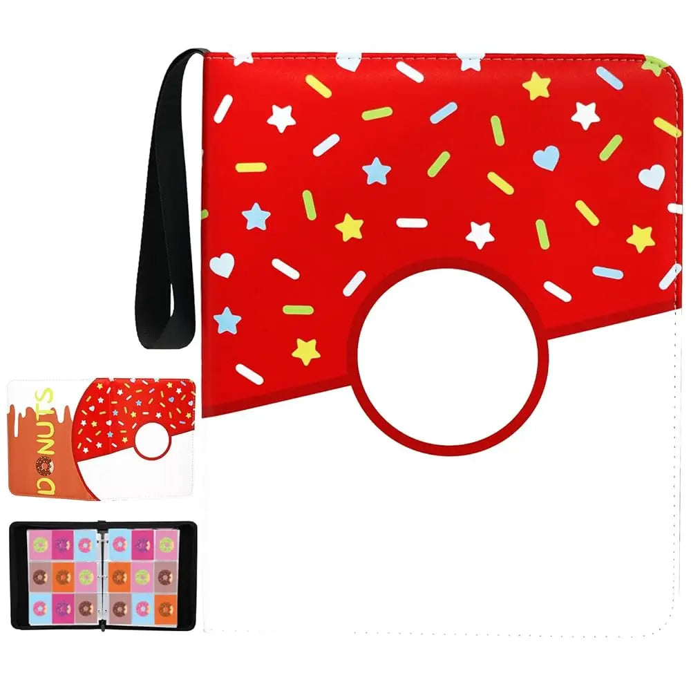 Cartoon TCG Zipper Card Binder - 4-Pocket Expandable Album for Pokemon, MTG, One Piece & ID Badges