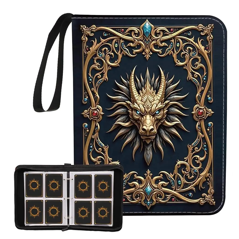 Cartoon TCG Zipper Card Binder - 4-Pocket Expandable Album for Pokemon, MTG, One Piece & ID Badges