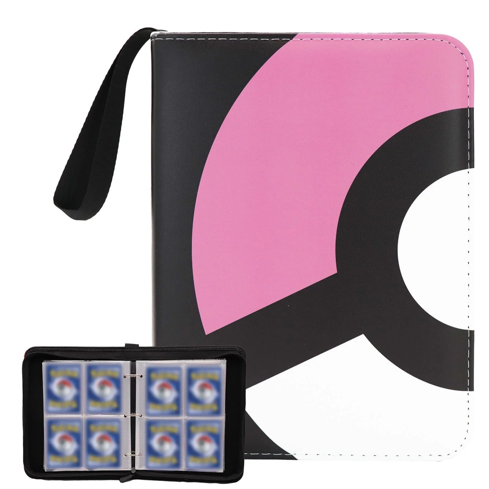 Cartoon TCG Zipper Card Binder - 4-Pocket Expandable Album for Pokemon, MTG, One Piece & ID Badges