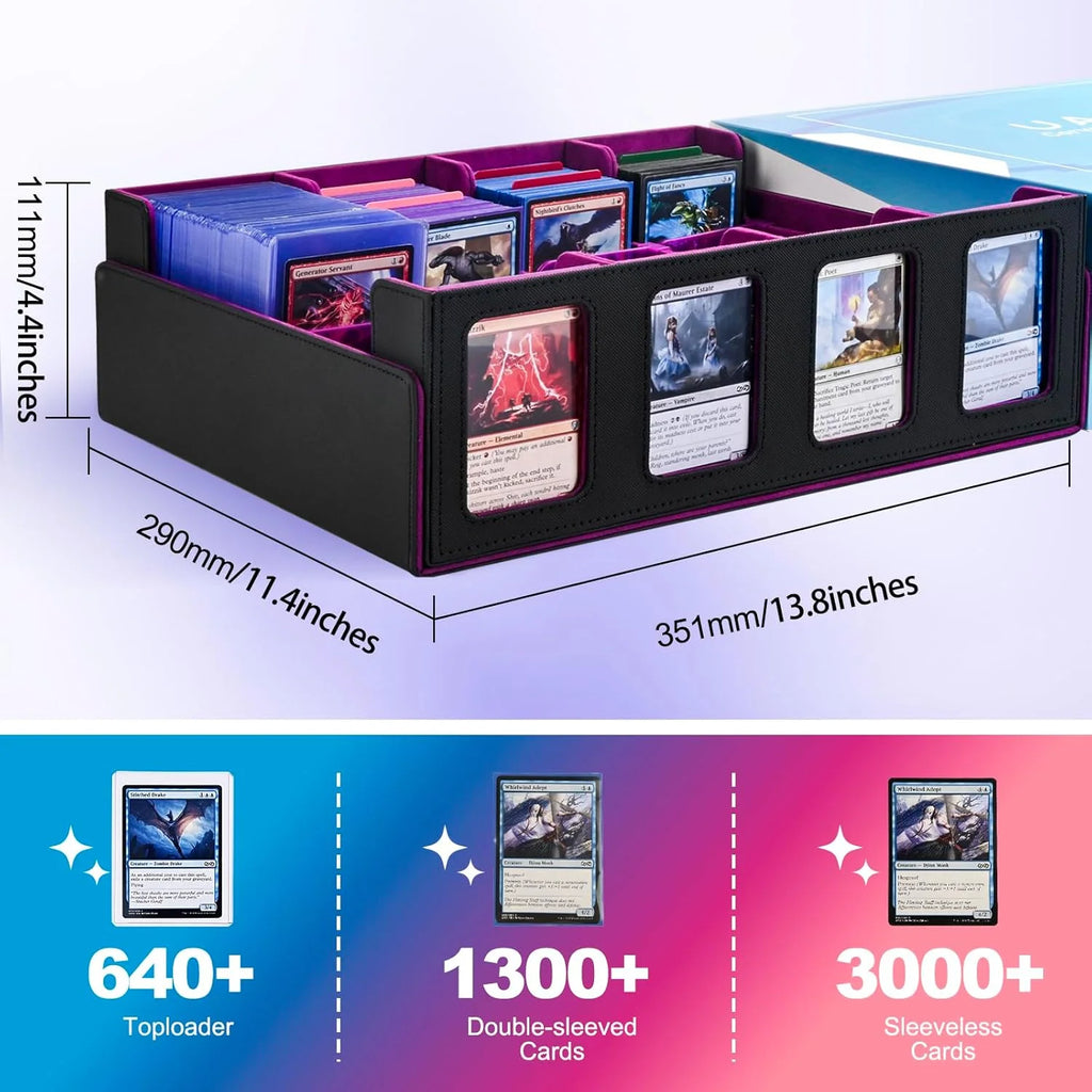 Large TCG Card Storage Box 2400+ - Display Window Deck Box for Pokemon, Magic: The Gathering & Sports Cards