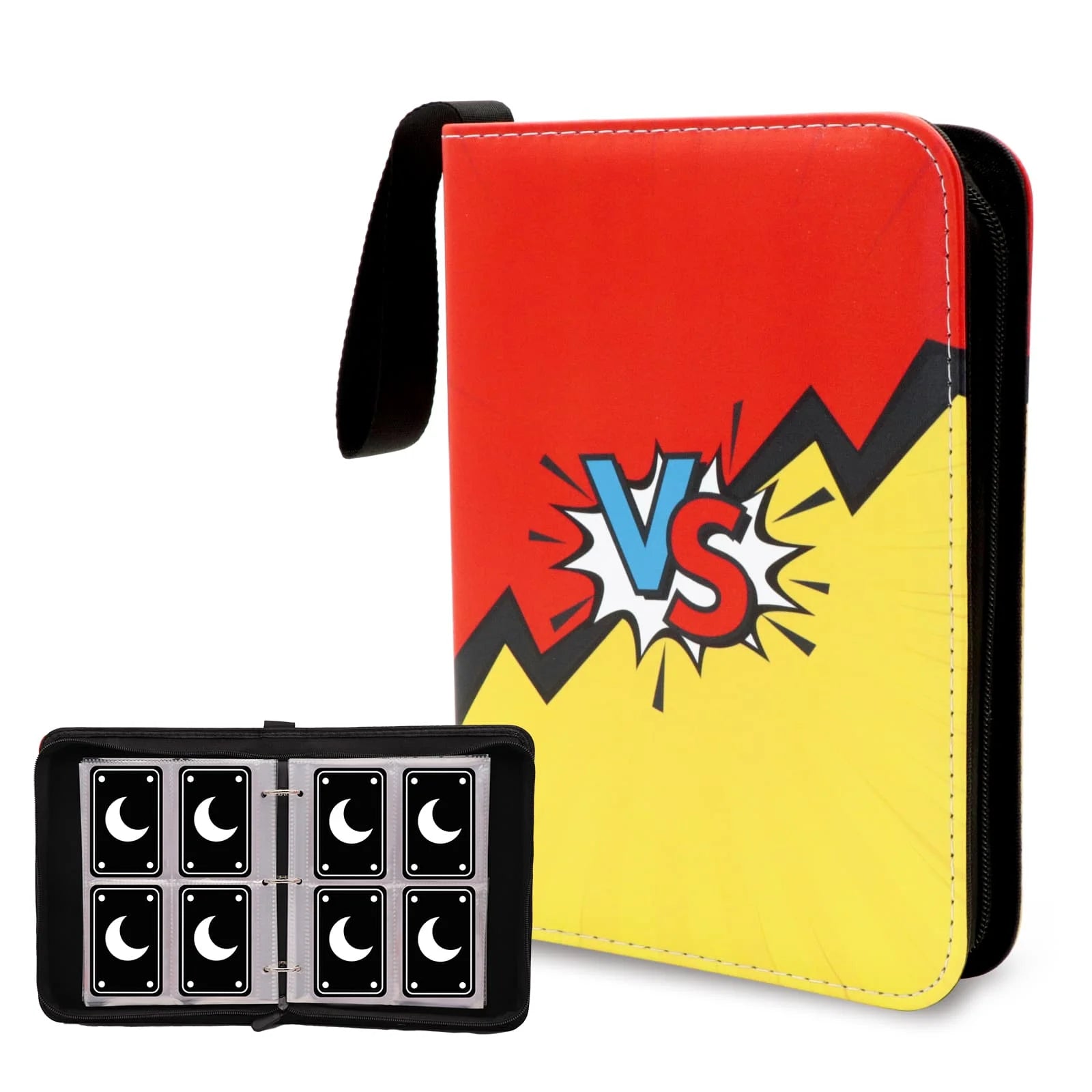 Cartoon TCG Zipper Card Binder - 4-Pocket Expandable Album for Pokemon, MTG, One Piece & ID Badges
