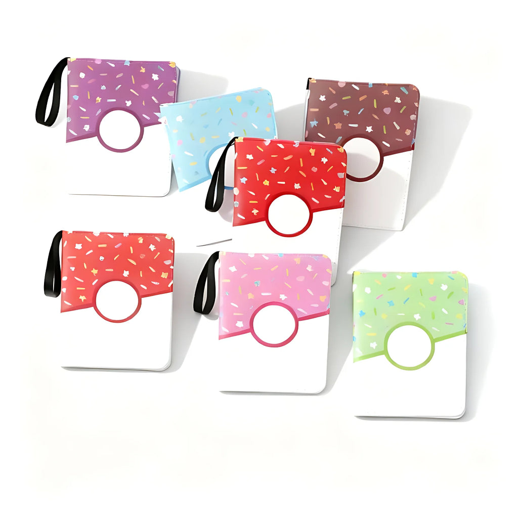 Cartoon TCG Zipper Card Binder - 4-Pocket Expandable Album for Pokemon, MTG, One Piece & ID Badges