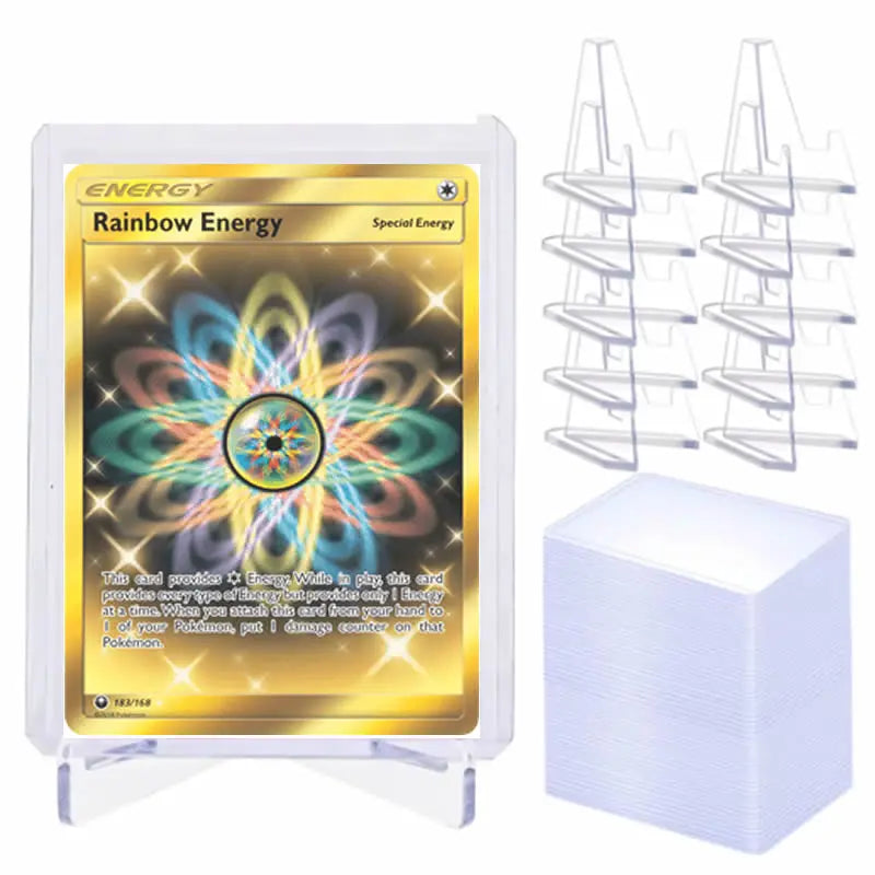 TCG Card Display Stand Kit - Hard Plastic Sleeves & Easel Stands for Pokemon, MTG & Sports Cards