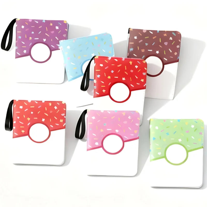 Cartoon TCG Zipper Card Binder - 4-Pocket Expandable Album for Pokemon, MTG, One Piece & ID Badges