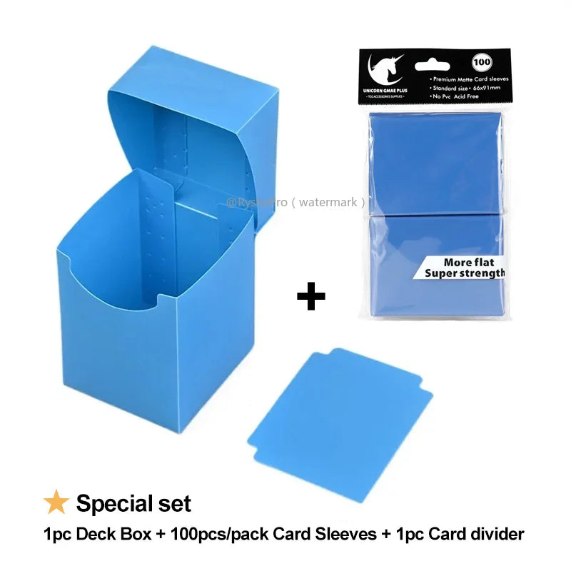 TCG Deck Box + 100-Pack Card Sleeves Combo - Matte 66x91mm Protectors for Pokemon, MTG & One Piece