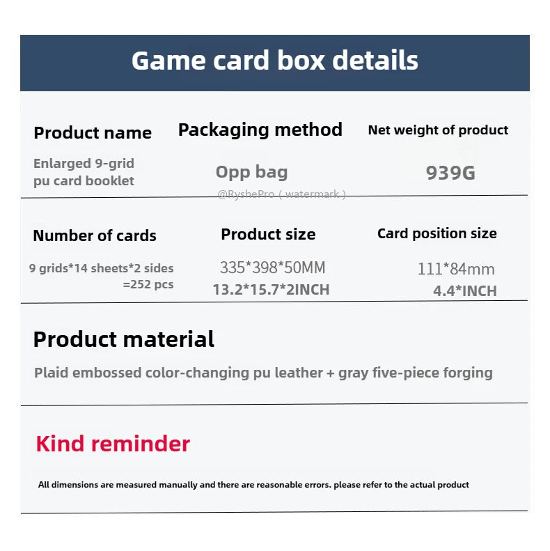 9-Pocket Toploader Binder - Holds 252+ Rigid Card Holders for Pokemon, MTG & TCG Cards