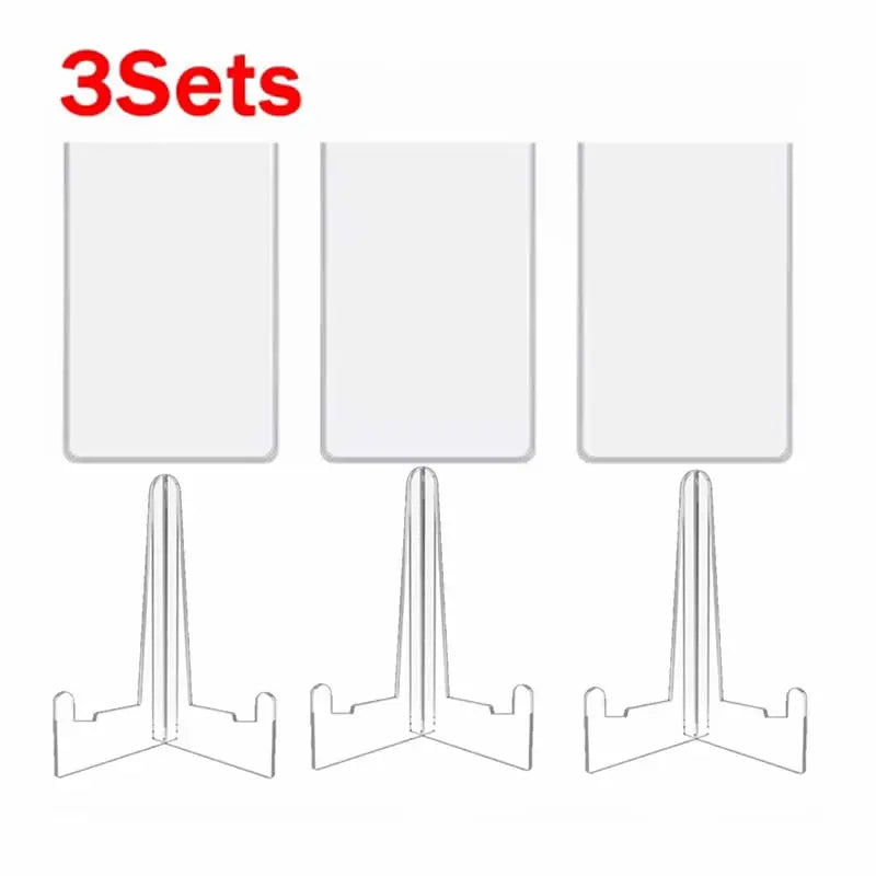 TCG Card Display Stand Kit - Hard Plastic Sleeves & Easel Stands for Pokemon, MTG & Sports Cards