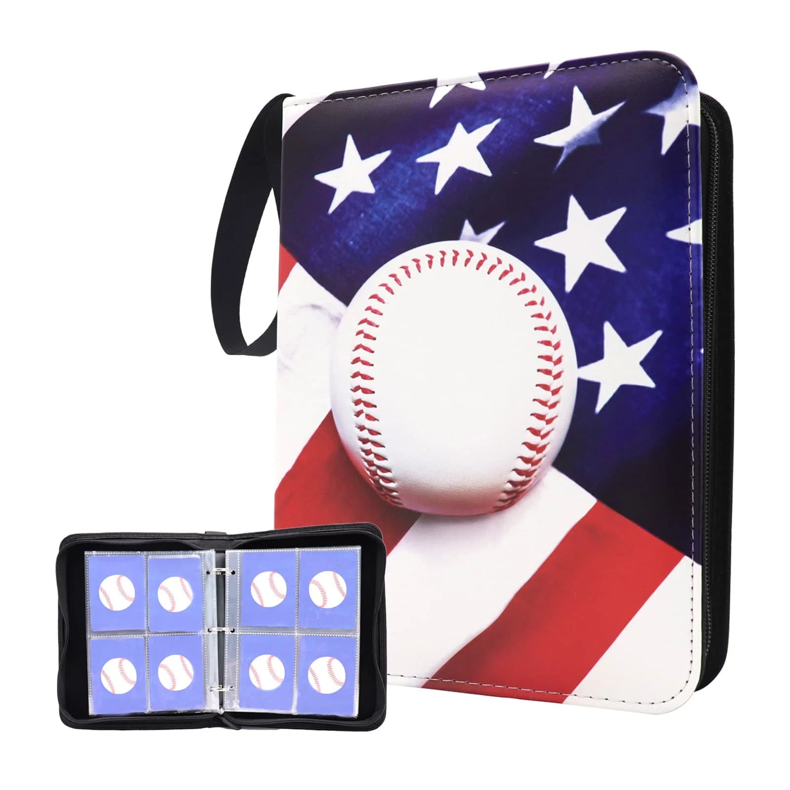 Cartoon TCG Zipper Card Binder - 4-Pocket Expandable Album for Pokemon, MTG, One Piece & ID Badges