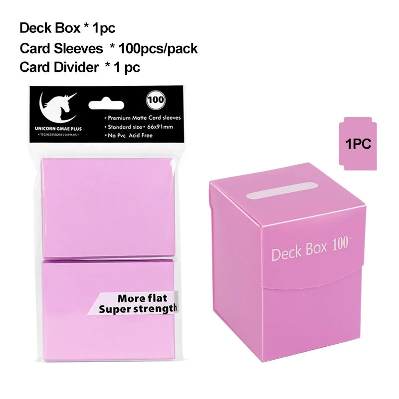 TCG Deck Box + 100-Pack Card Sleeves Combo - Matte 66x91mm Protectors for Pokemon, MTG & One Piece