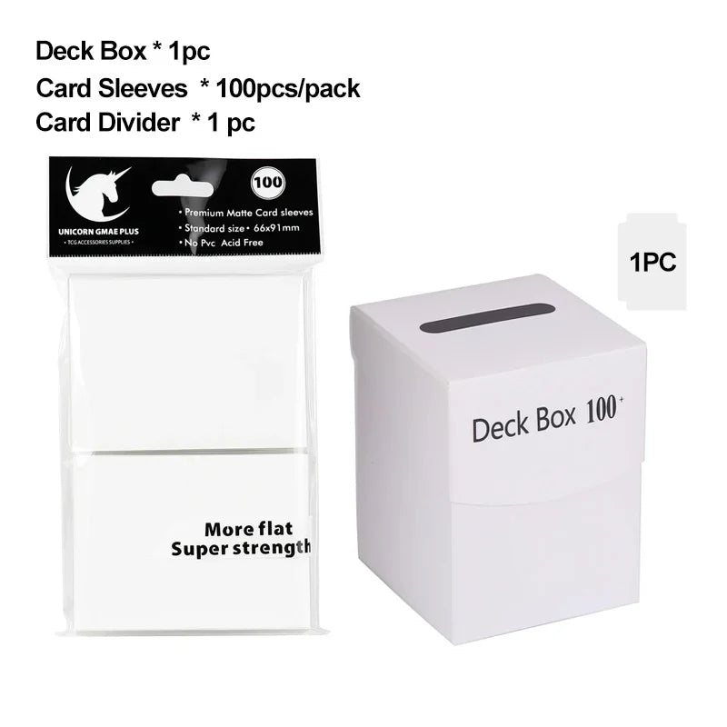 TCG Deck Box + 100-Pack Card Sleeves Combo - Matte 66x91mm Protectors for Pokemon, MTG & One Piece