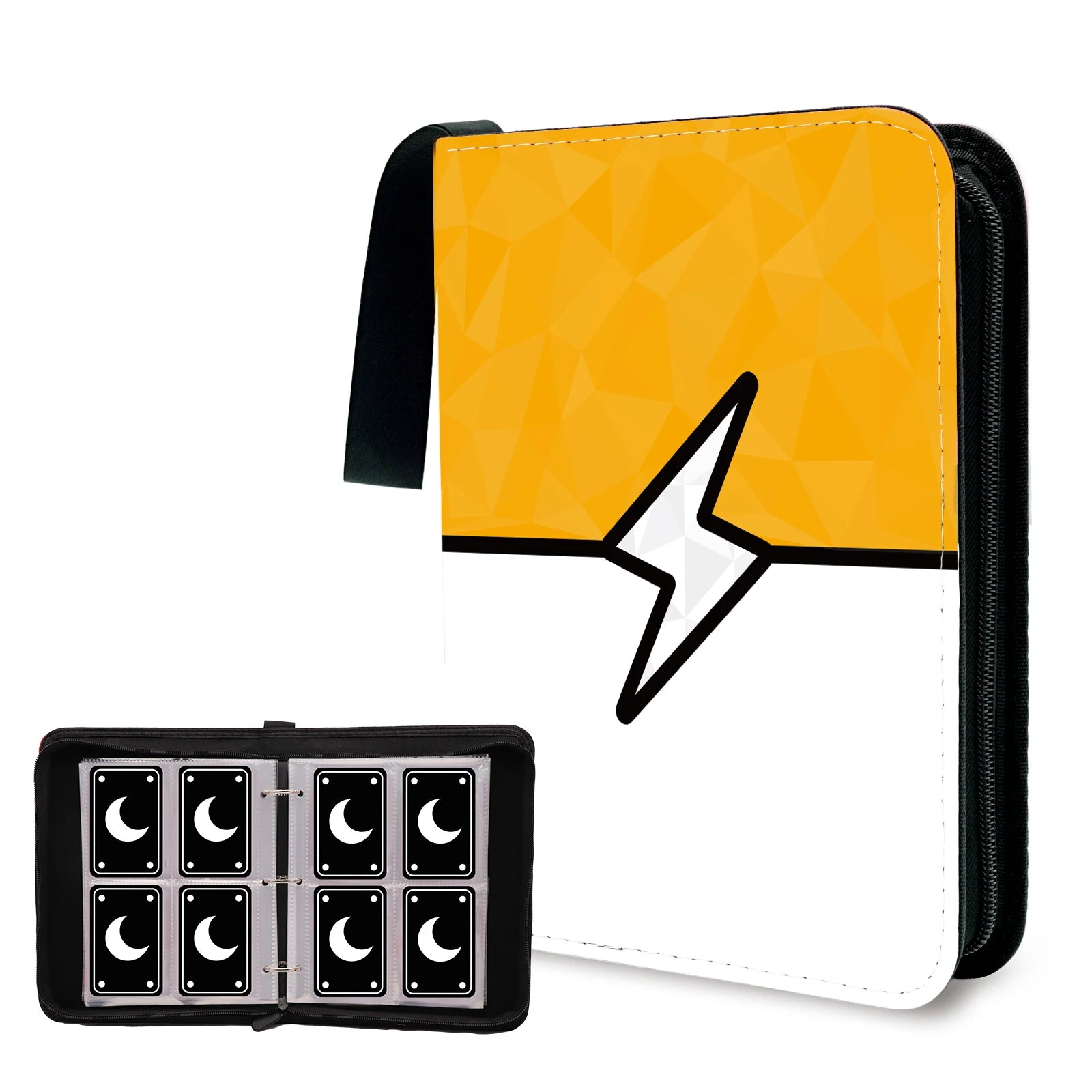 Cartoon TCG Zipper Card Binder - 4-Pocket Expandable Album for Pokemon, MTG, One Piece & ID Badges
