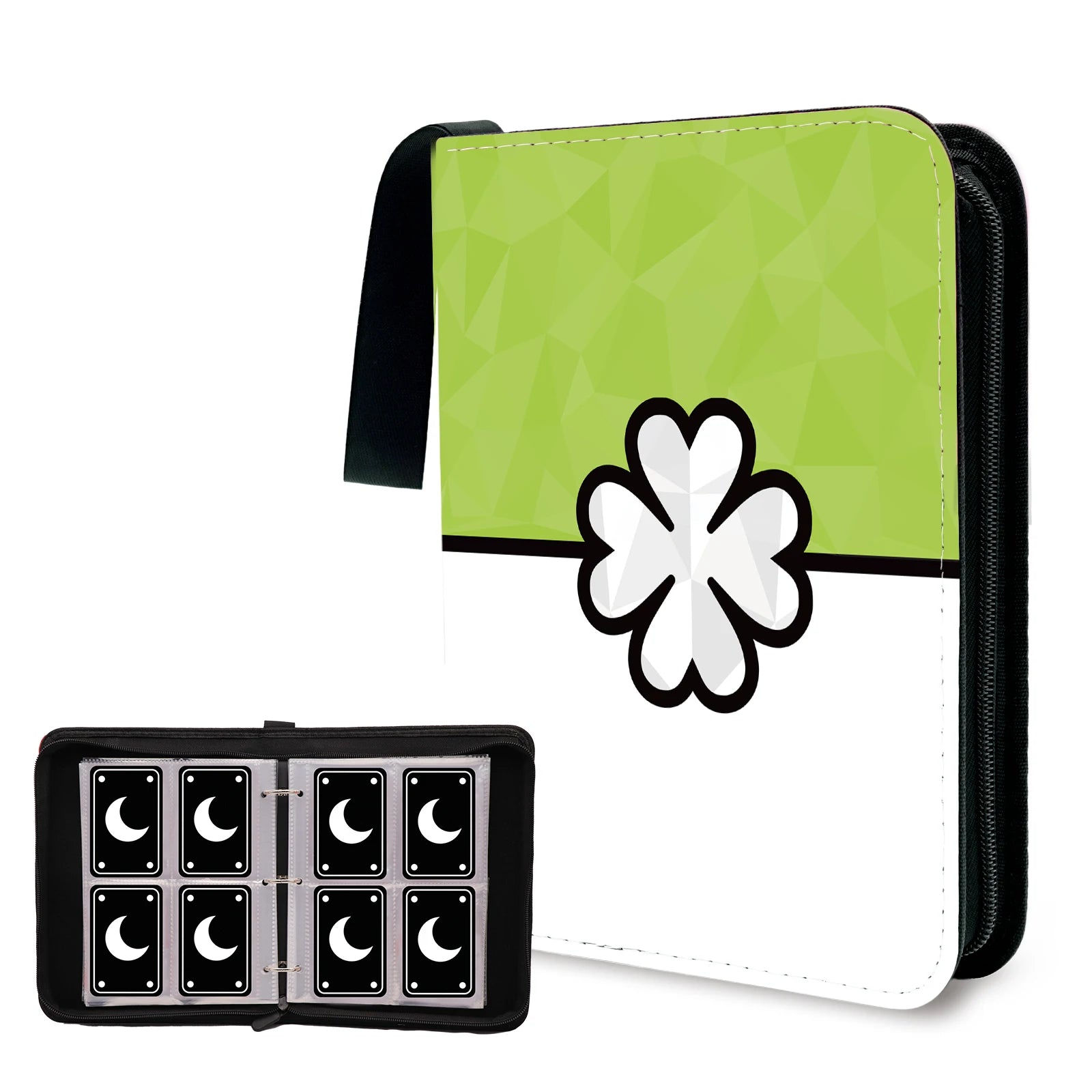 Cartoon TCG Zipper Card Binder - 4-Pocket Expandable Album for Pokemon, MTG, One Piece & ID Badges